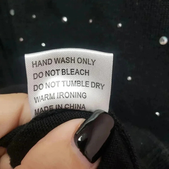 Belldini Black Rhinestone Embellished Zip front Cardigan and Tank - Picture 7 of 7